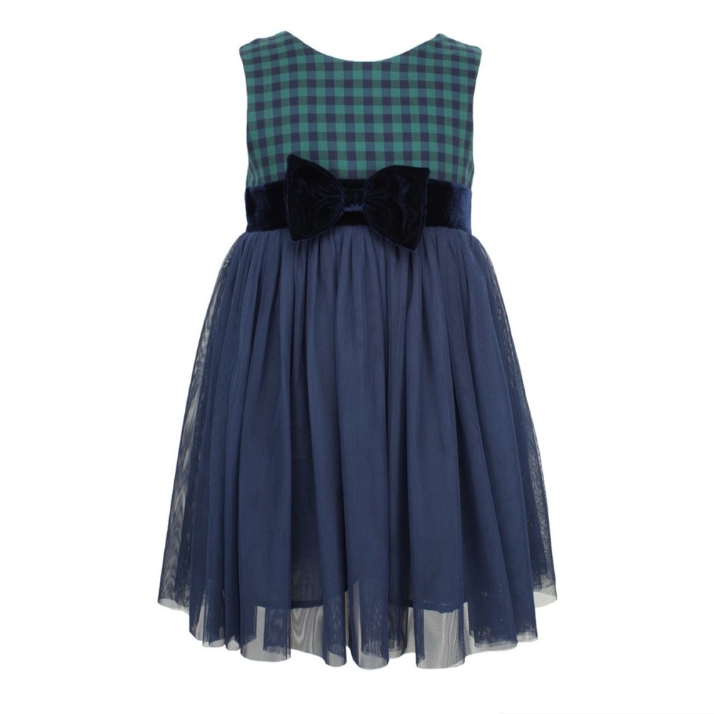 EUC Popatu Plaid Navy Blue/ Green Dress girls size 4